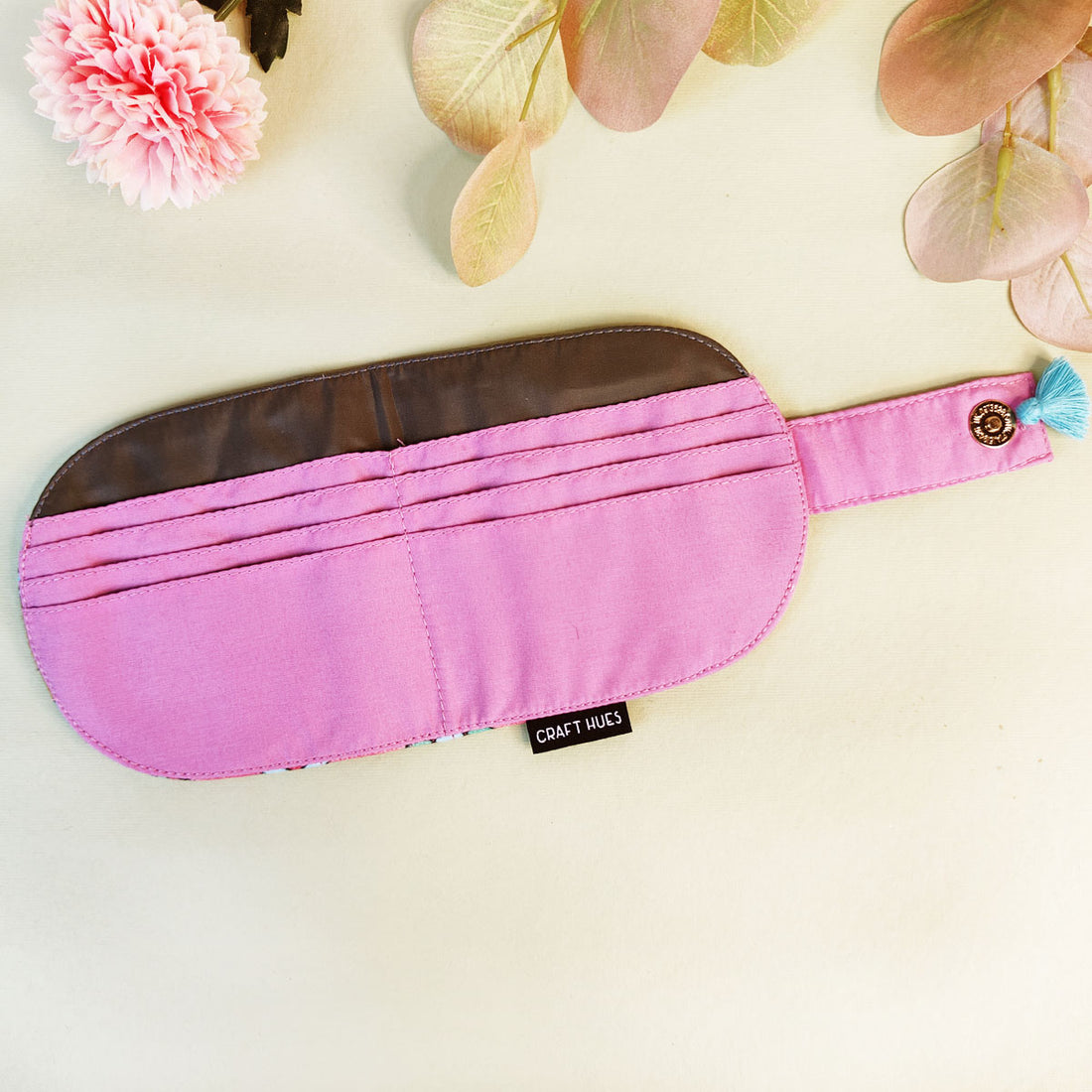 SEMI-OVAL 2-FLAP WALLET COMBO - PINK-PEACH TILE
