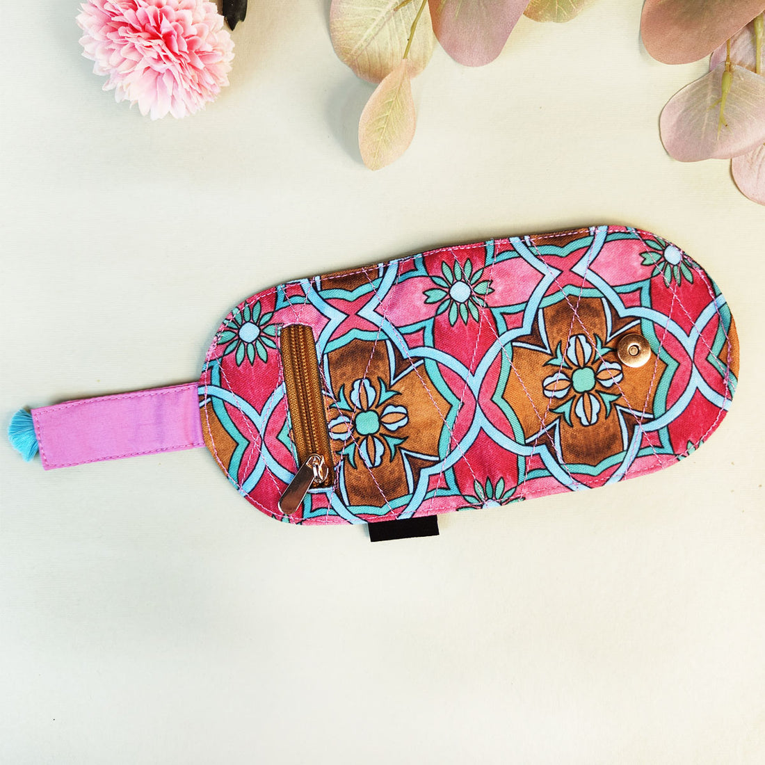 SEMI-OVAL 2-FLAP WALLET COMBO - PINK-PEACH TILE