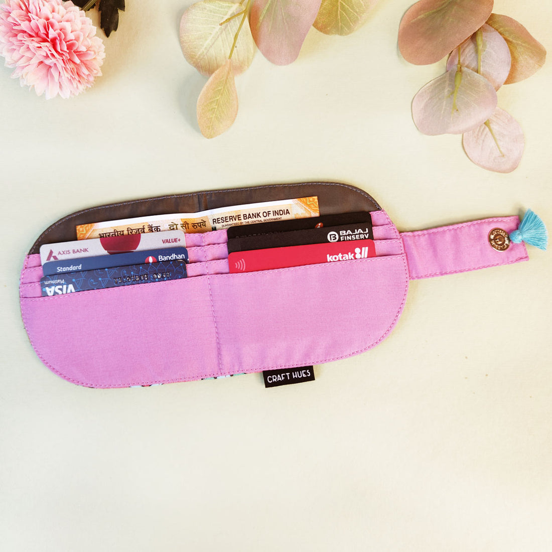 SEMI-OVAL 2-FLAP WALLET COMBO - PINK-PEACH TILE
