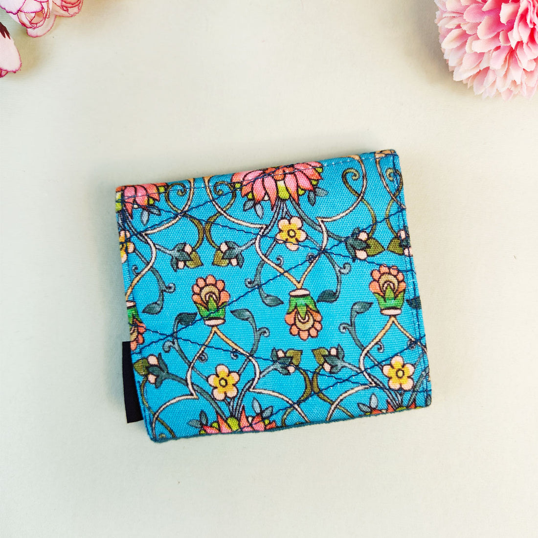 Curve Flap Mini Wallet-Aqua Blue Persian