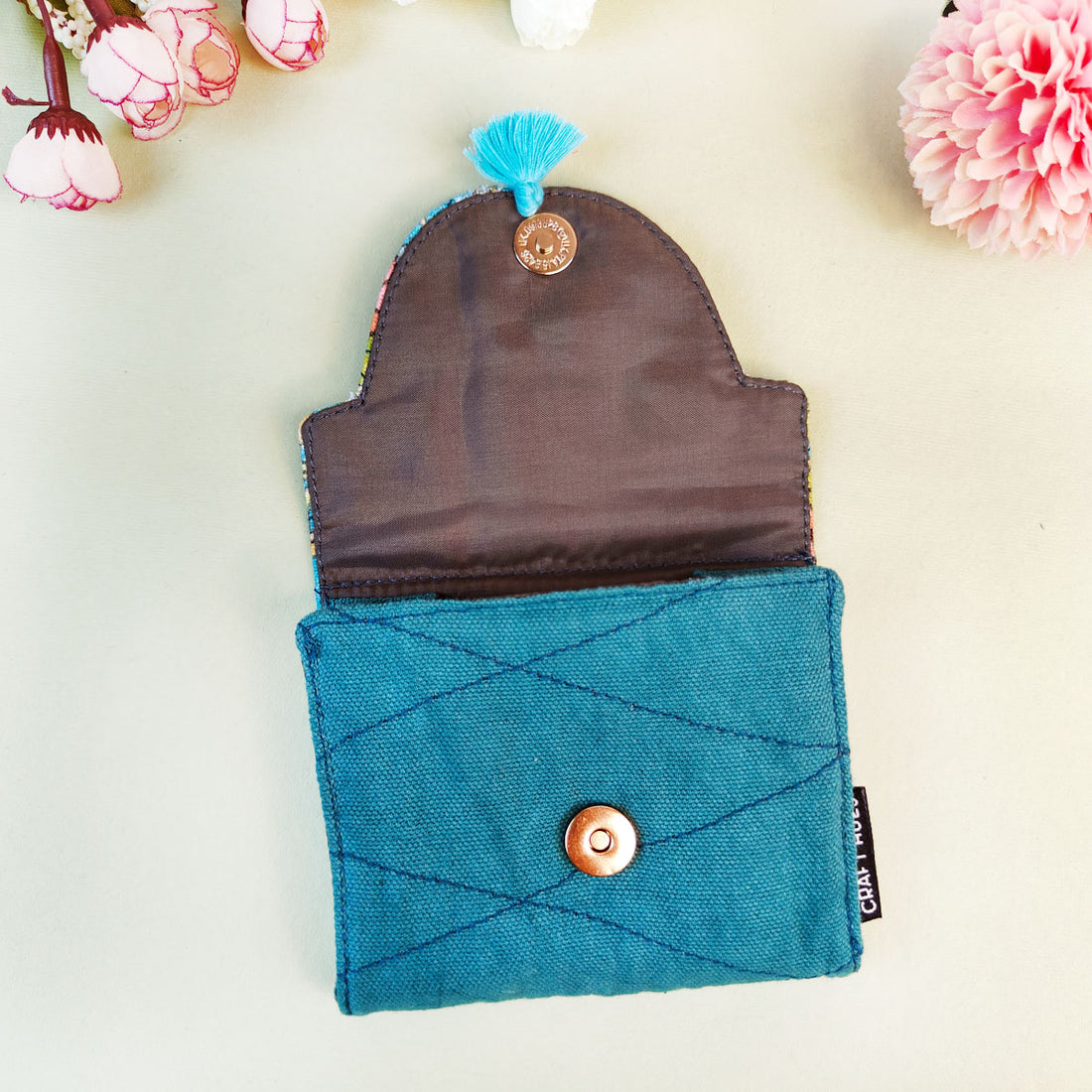 Curve Flap Mini Wallet-Aqua Blue Persian