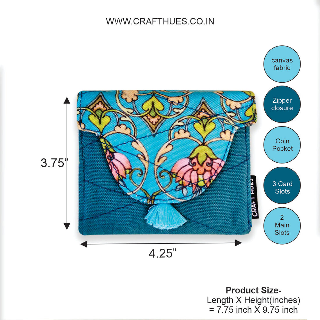 Curve Flap Mini Wallet-Aqua Blue Persian