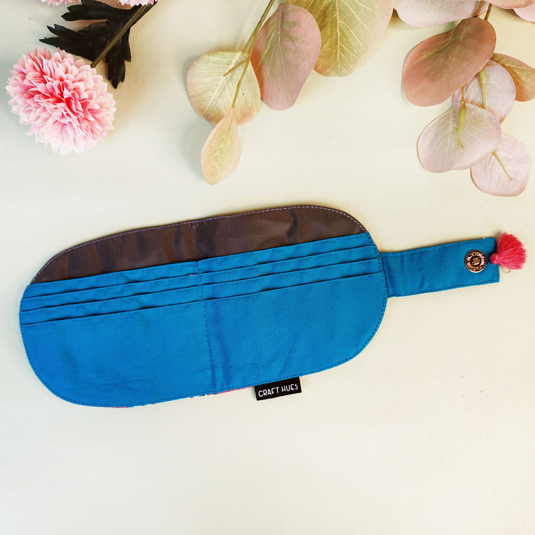 SEMI-OVAL 2-FLAP WALLET - RED-TEAL TILE