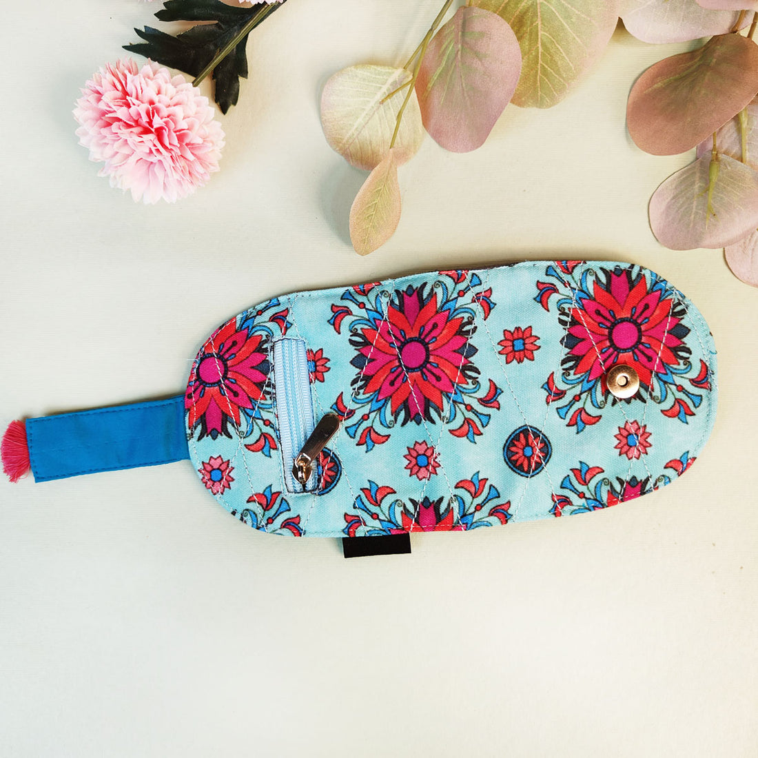 SEMI-OVAL 2-FLAP WALLET - RED-TEAL TILE
