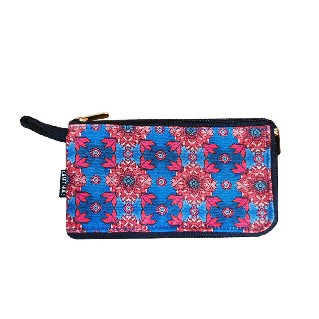 Dual zip-maroon blue tile