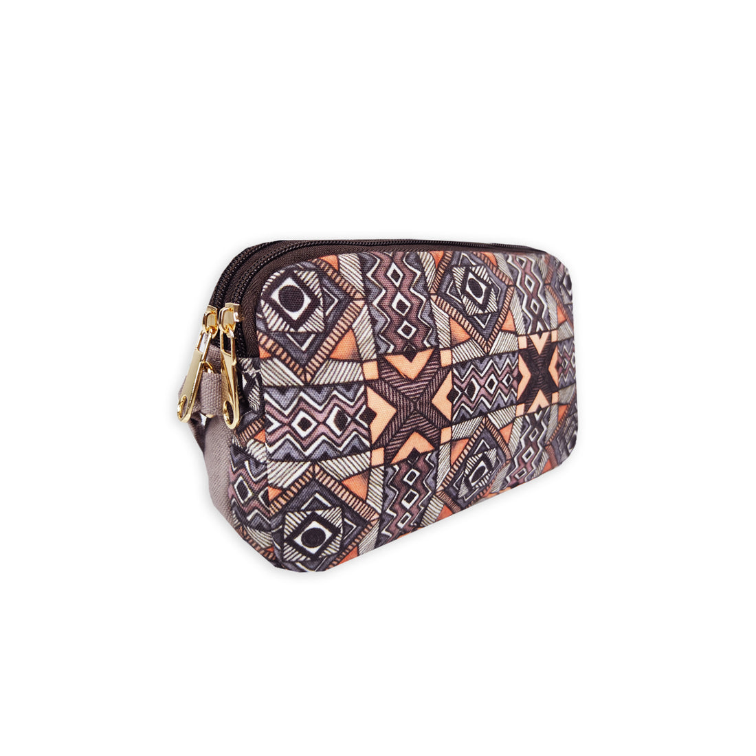 Dual Compartment Sling Bag- Grey Madhubani