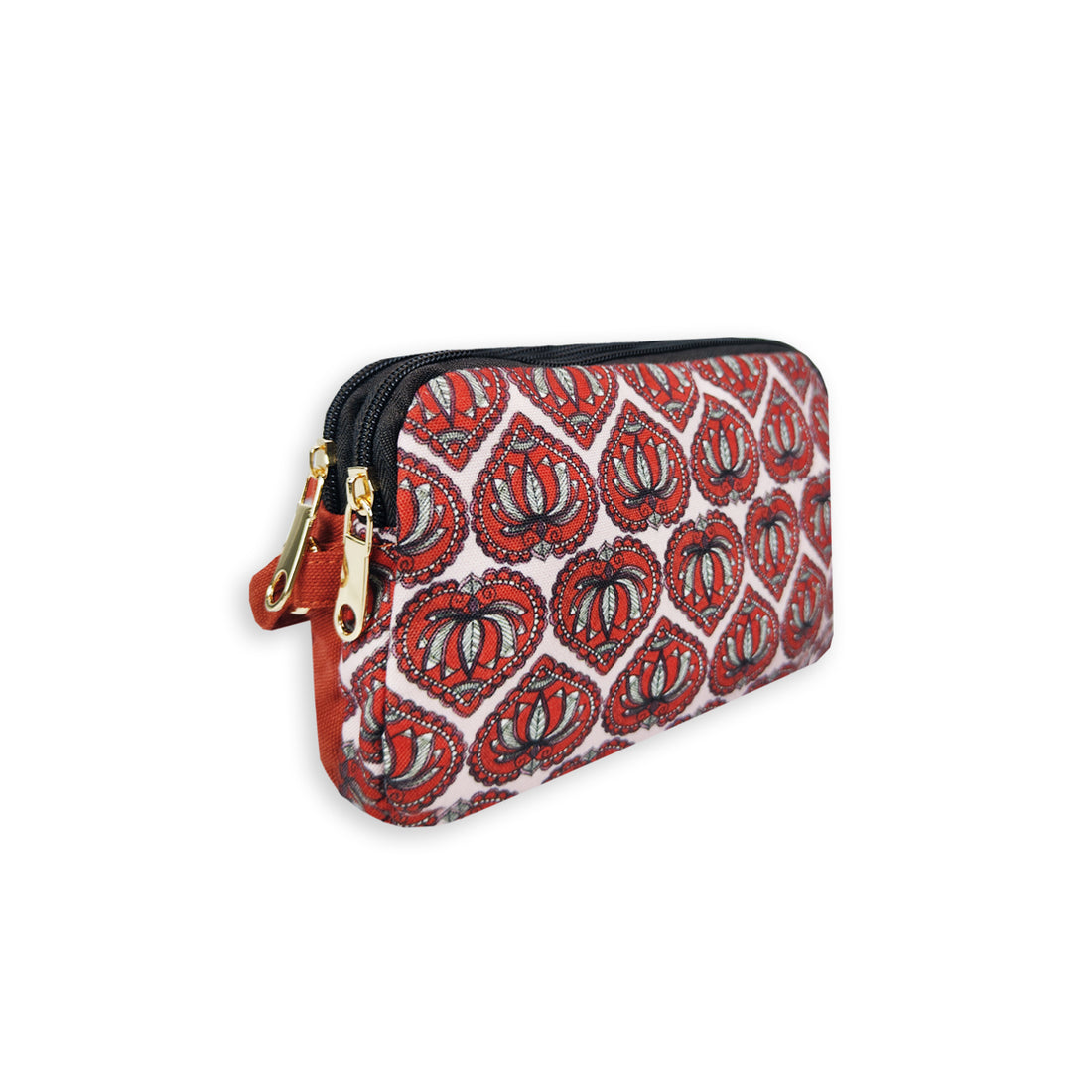 Dual Compartment Sling Bag- Lotus Madhubani