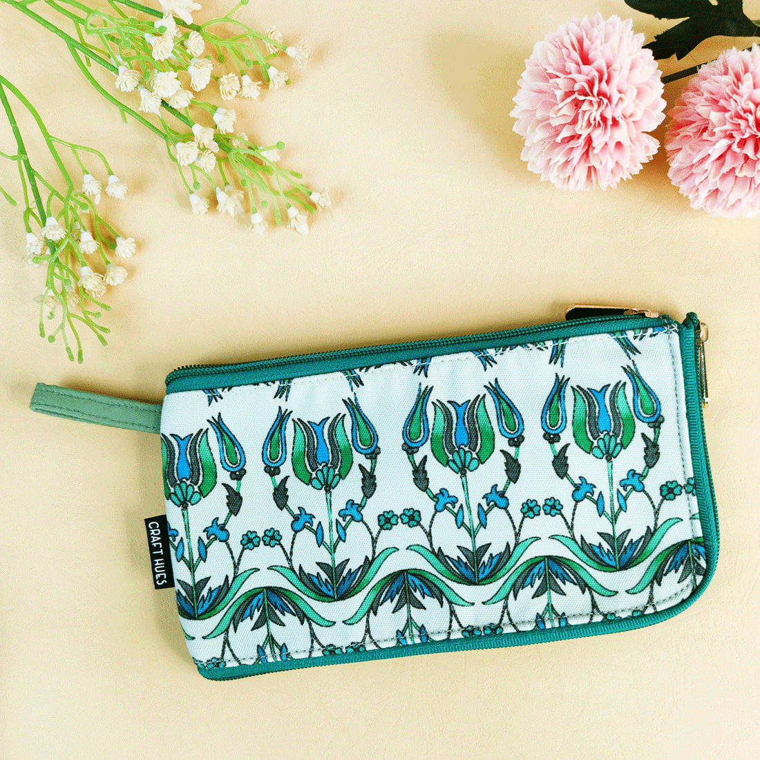 Dual-Zip Wallet- Sea Green Persian