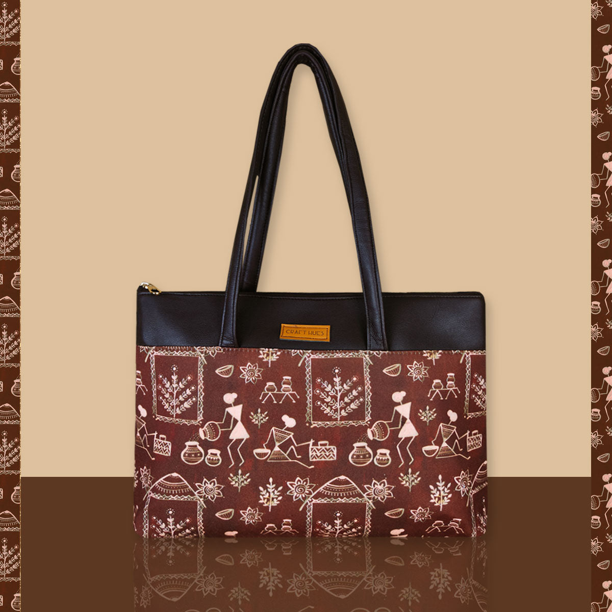 Orange/White Ractangular Warli Shopping Bag, for Household, Technics :  Handmade at Best Price in Mumbai