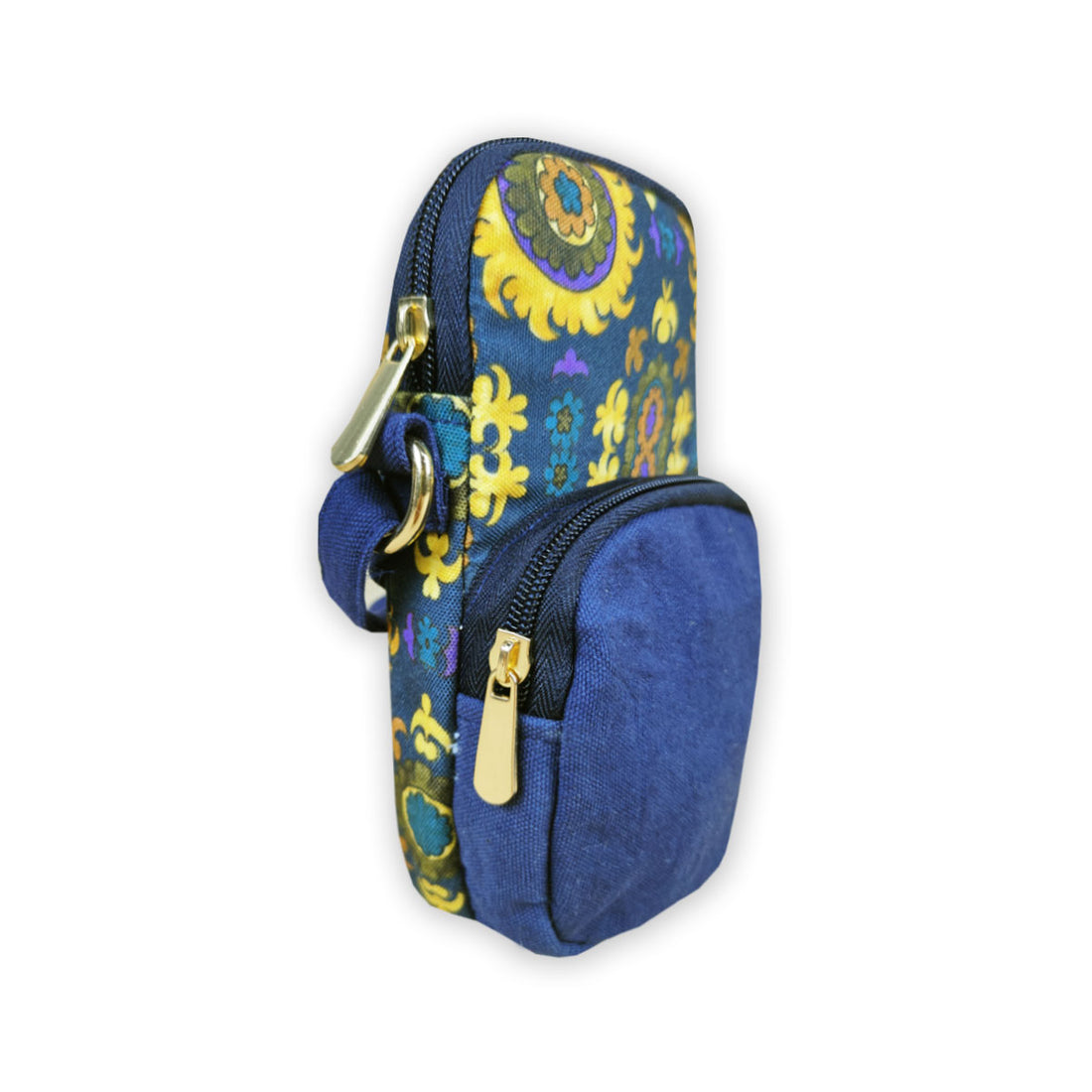 Front Pocket Mobile Sling- Navy Suzani