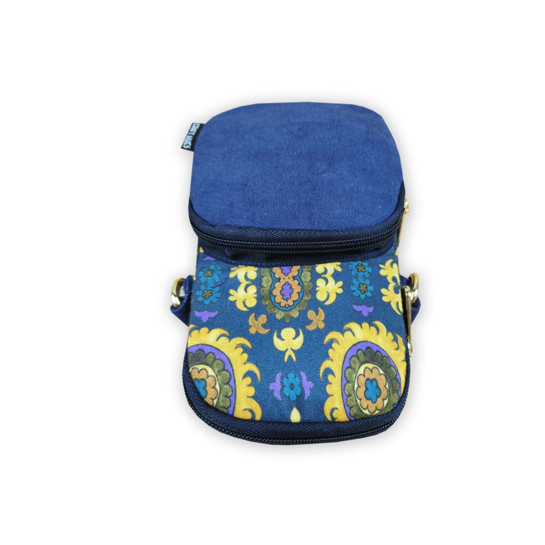 Front Pocket Mobile Sling- Navy Suzani