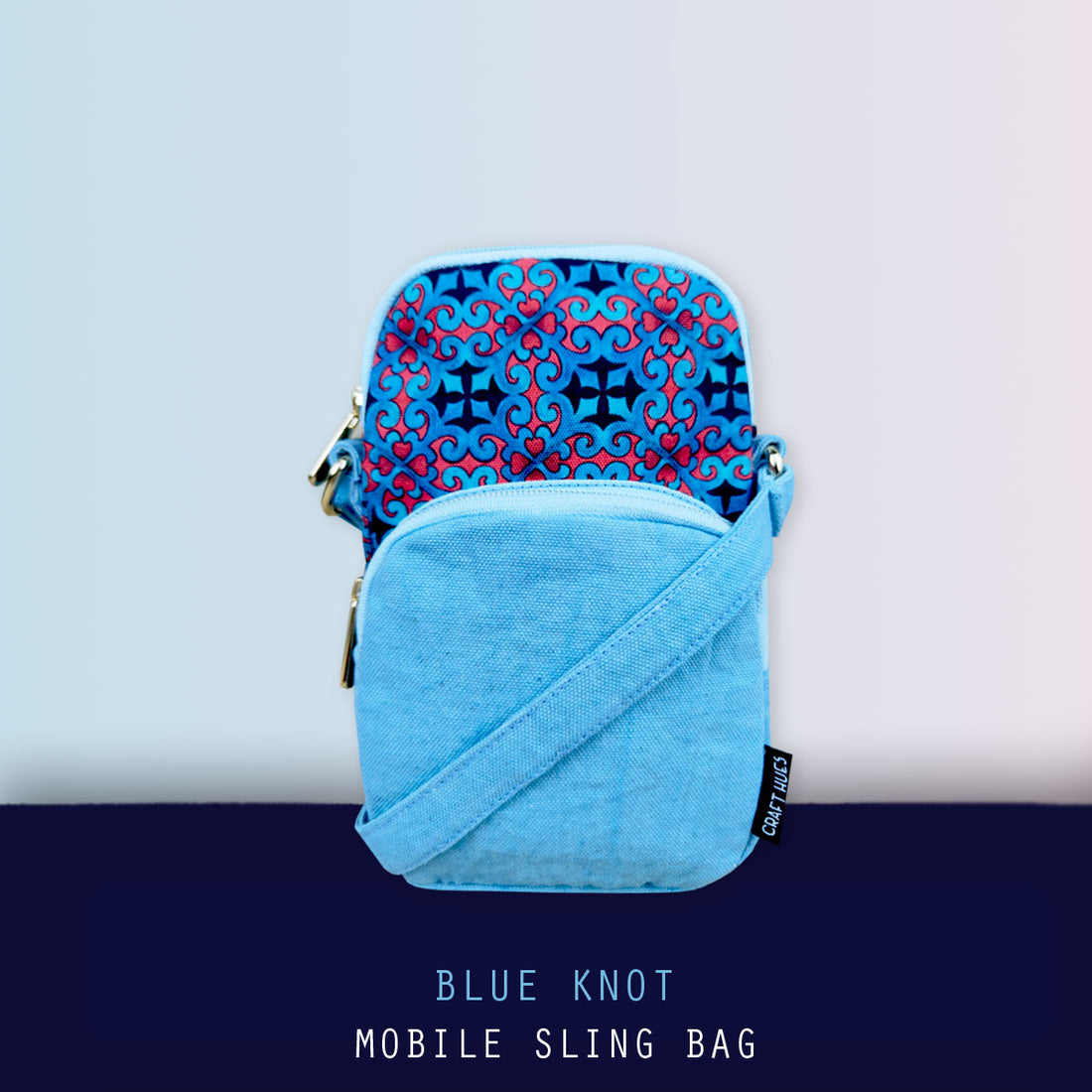 Front Pocket Mobile Sling- Blue Knot