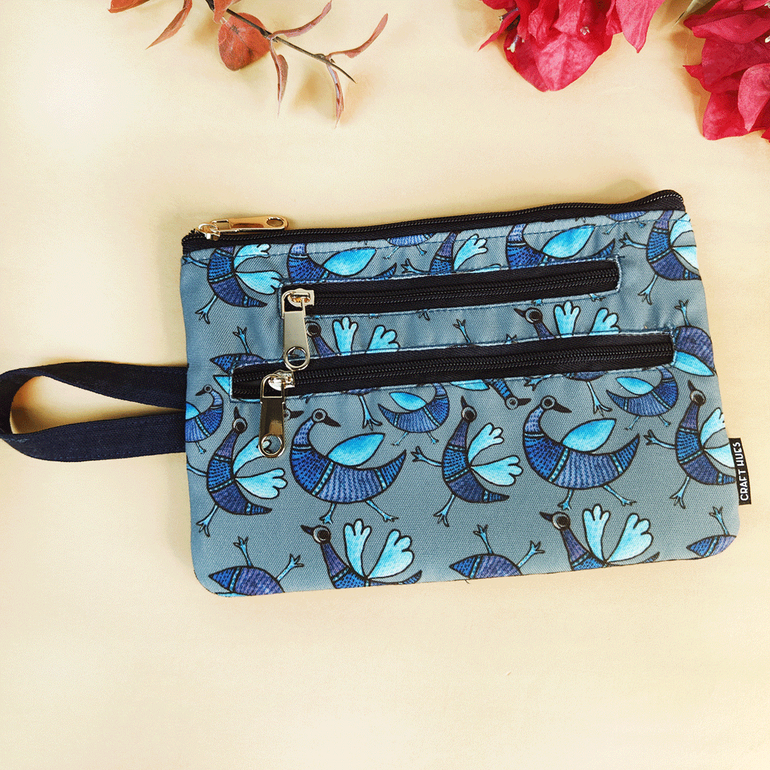 Multi-Purpose Pouch- Gond Blue Bird