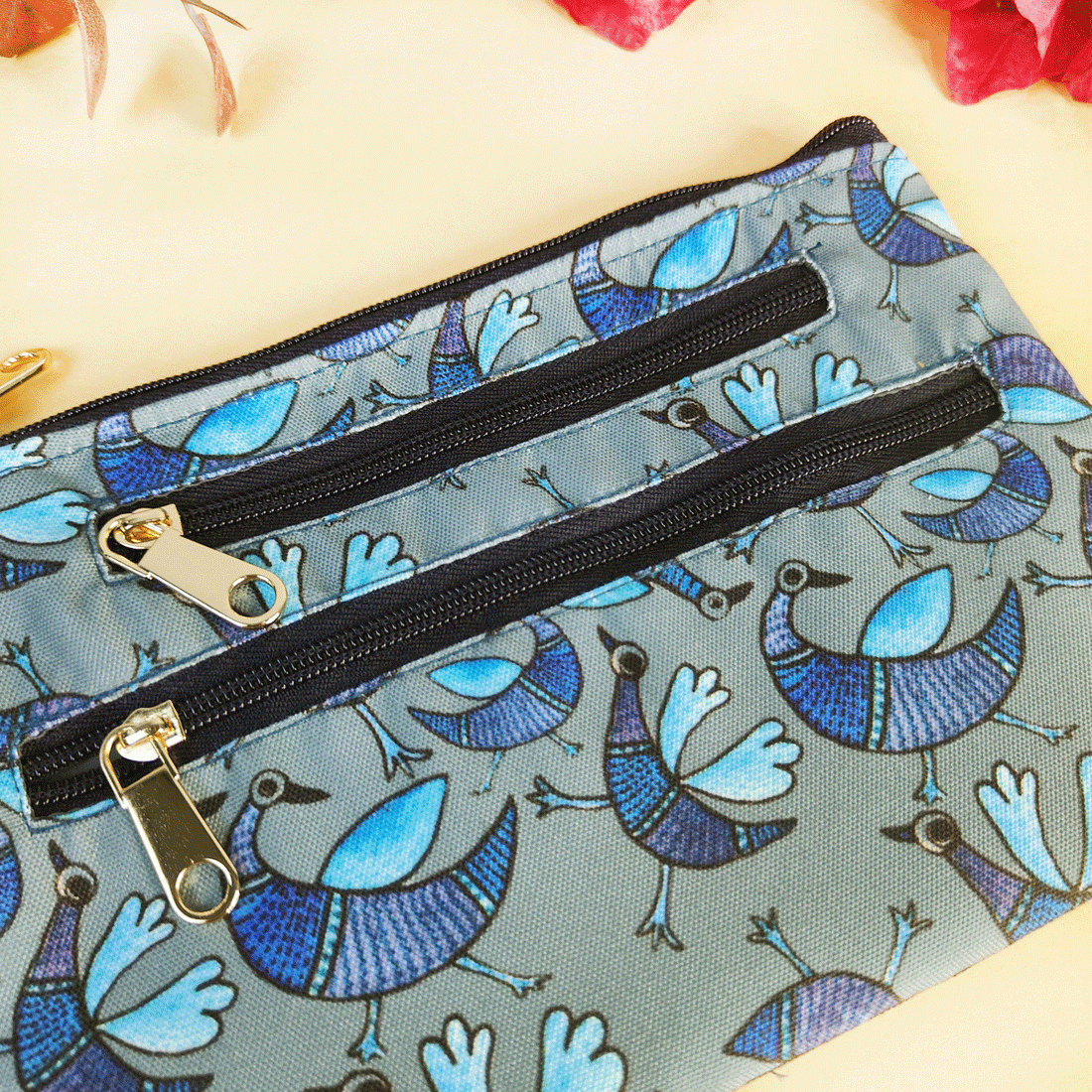 Multi-Purpose Pouch- Gond Blue Bird