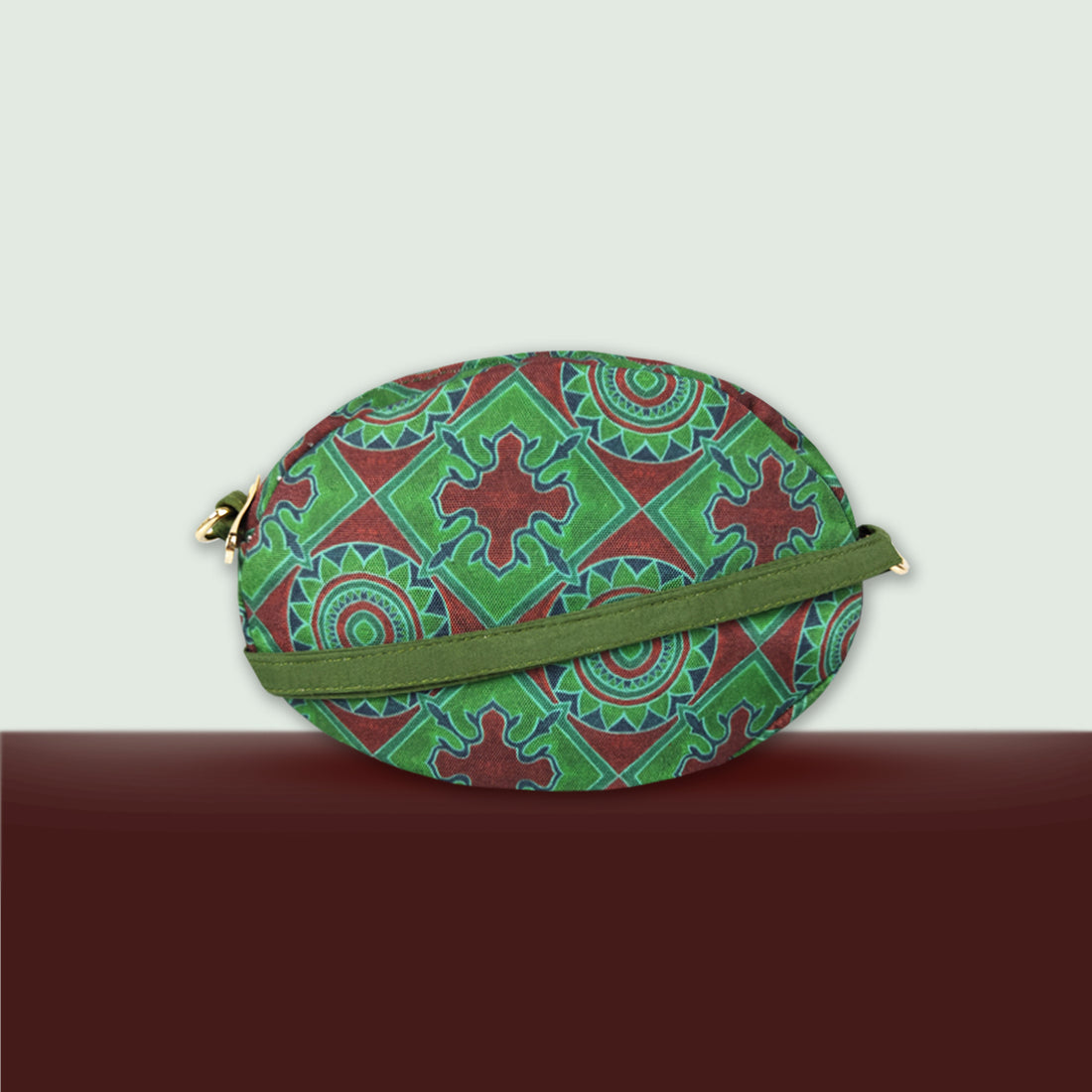 Oval Sling Bag- Athangudi Green Chakra