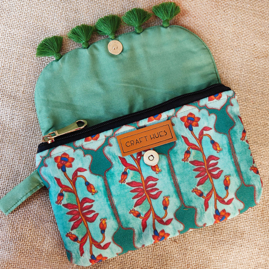 Orange-Green Aztec Tassel Wallet Combo