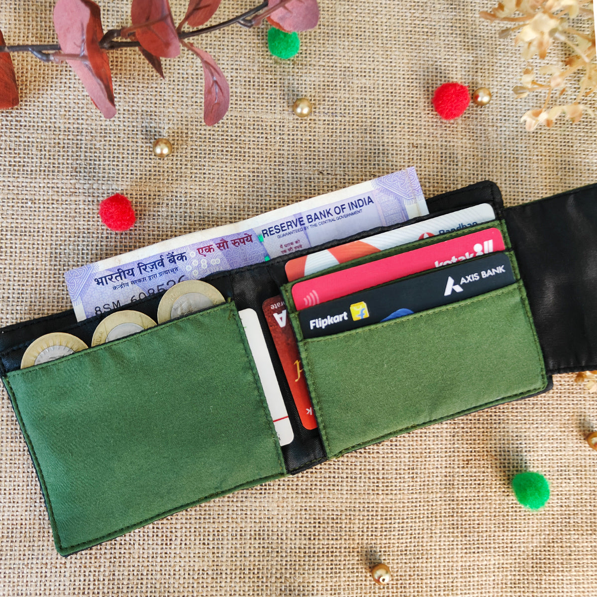Mustard-Green Flap Mini Wallet Combo
