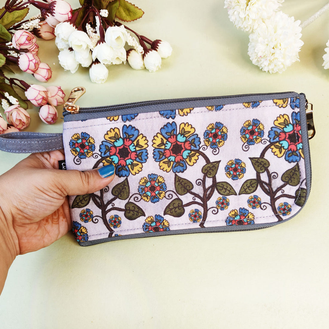 Dual-Zip Wallet- Grey Chakra