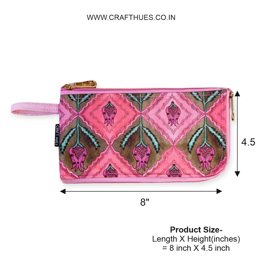 Dual-Zip Wallet- Jaipuri Pink Lotus