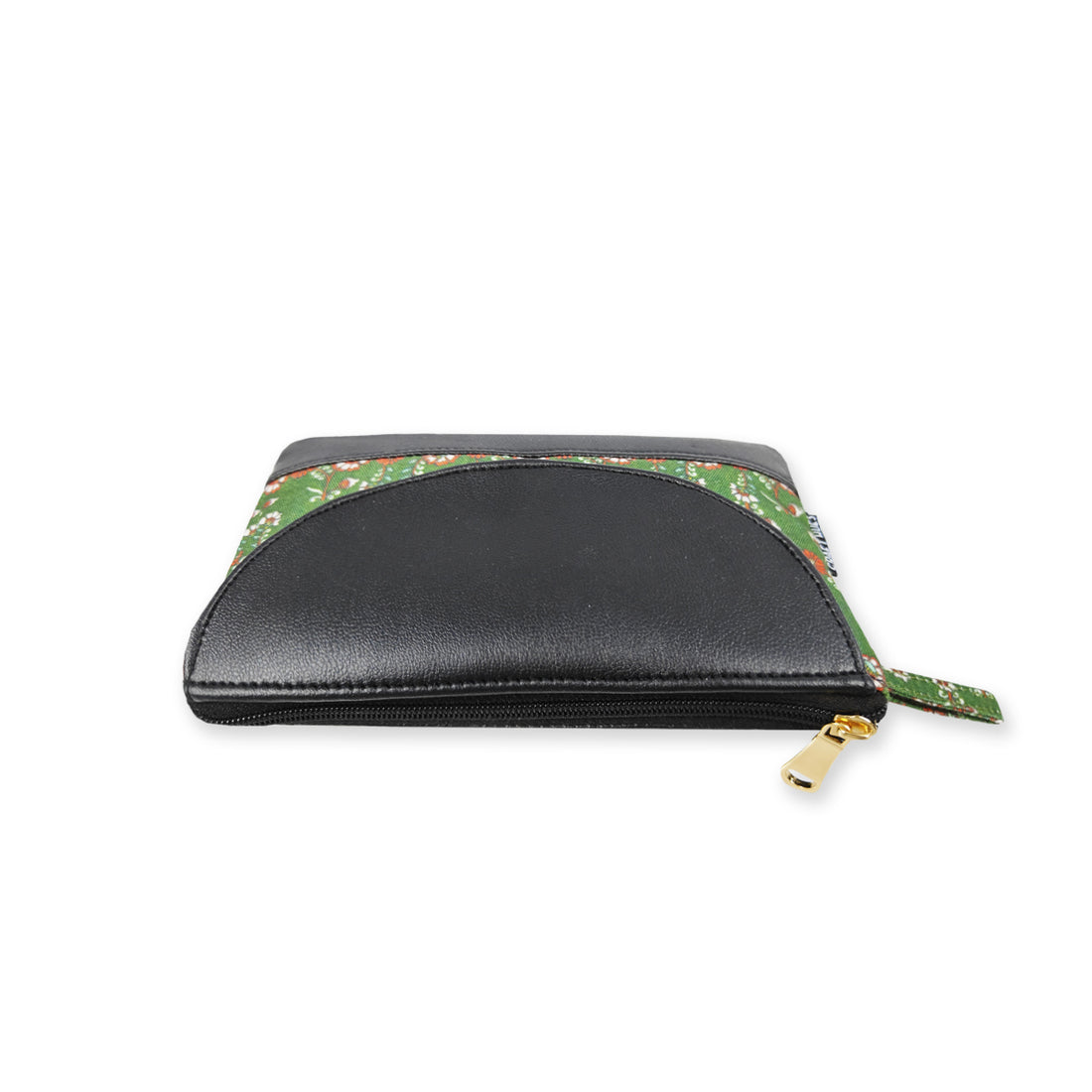 Leather Flap Wallet-Kalamkari Green garden