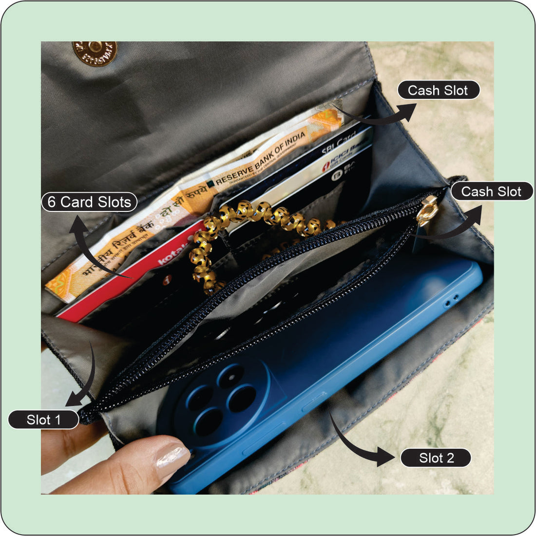 Long Flap Wallet- Black Maroon Floral