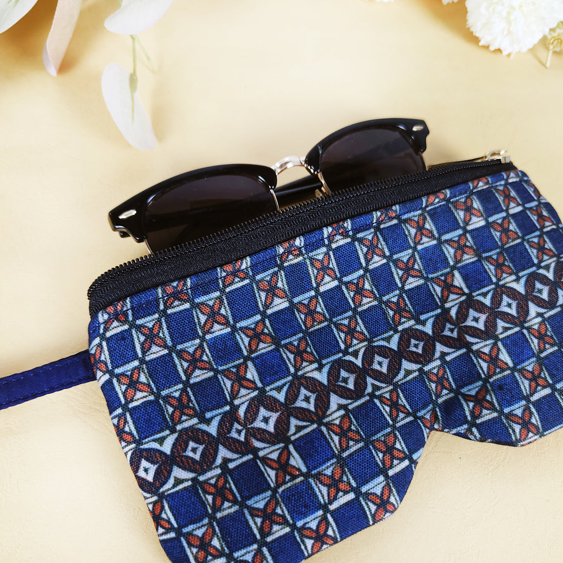 Eyewear/Sunglass Case-Chakra-Blue Checks Combo