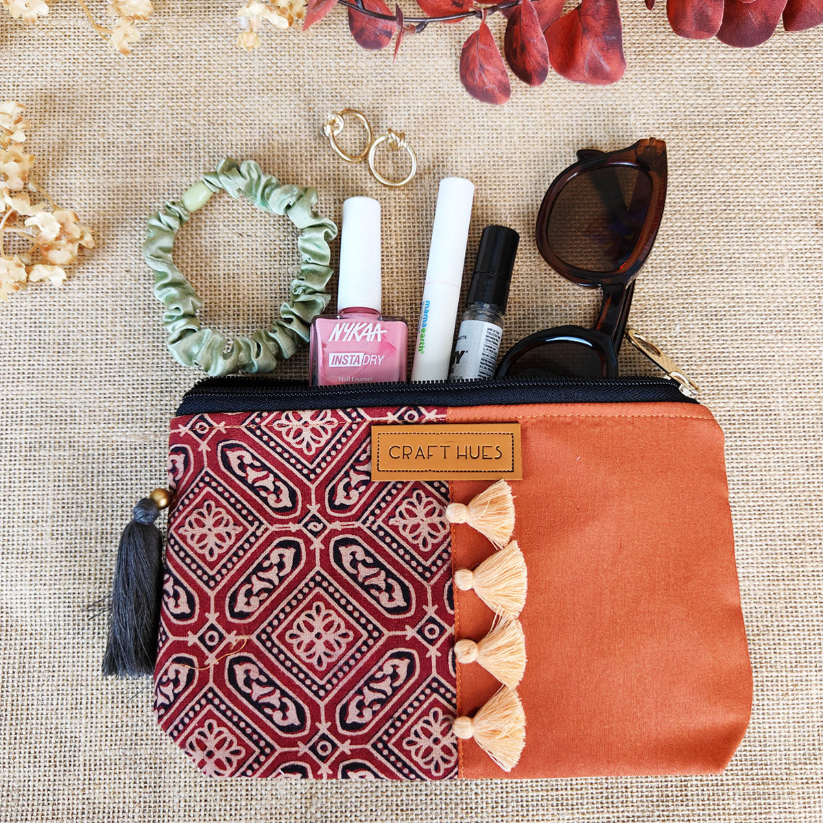Maroon Tiles Pouch Bag