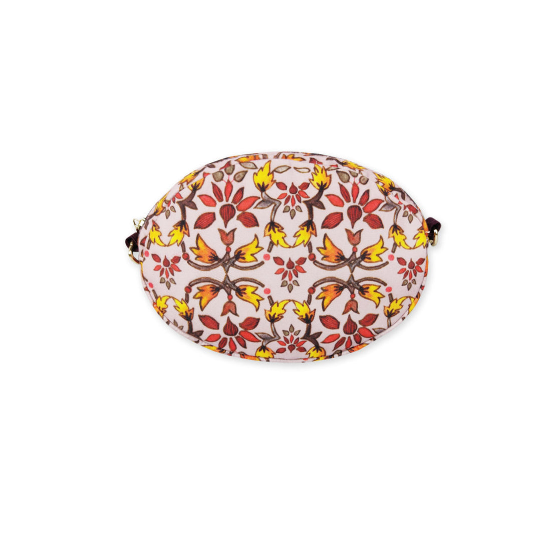 Oval Sling Bag- Maroon Flowers