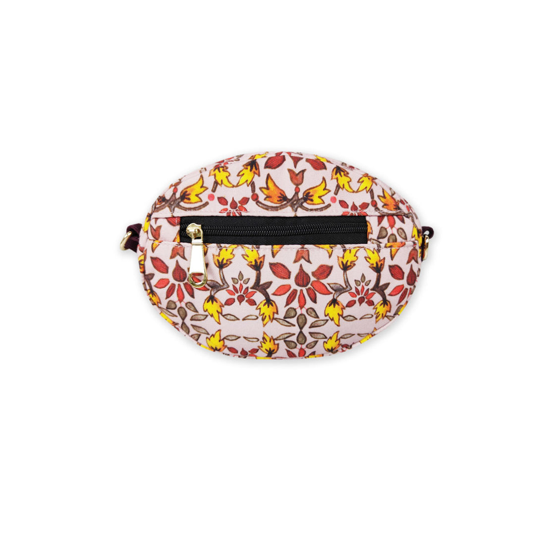 Oval Sling Bag- Maroon Flowers