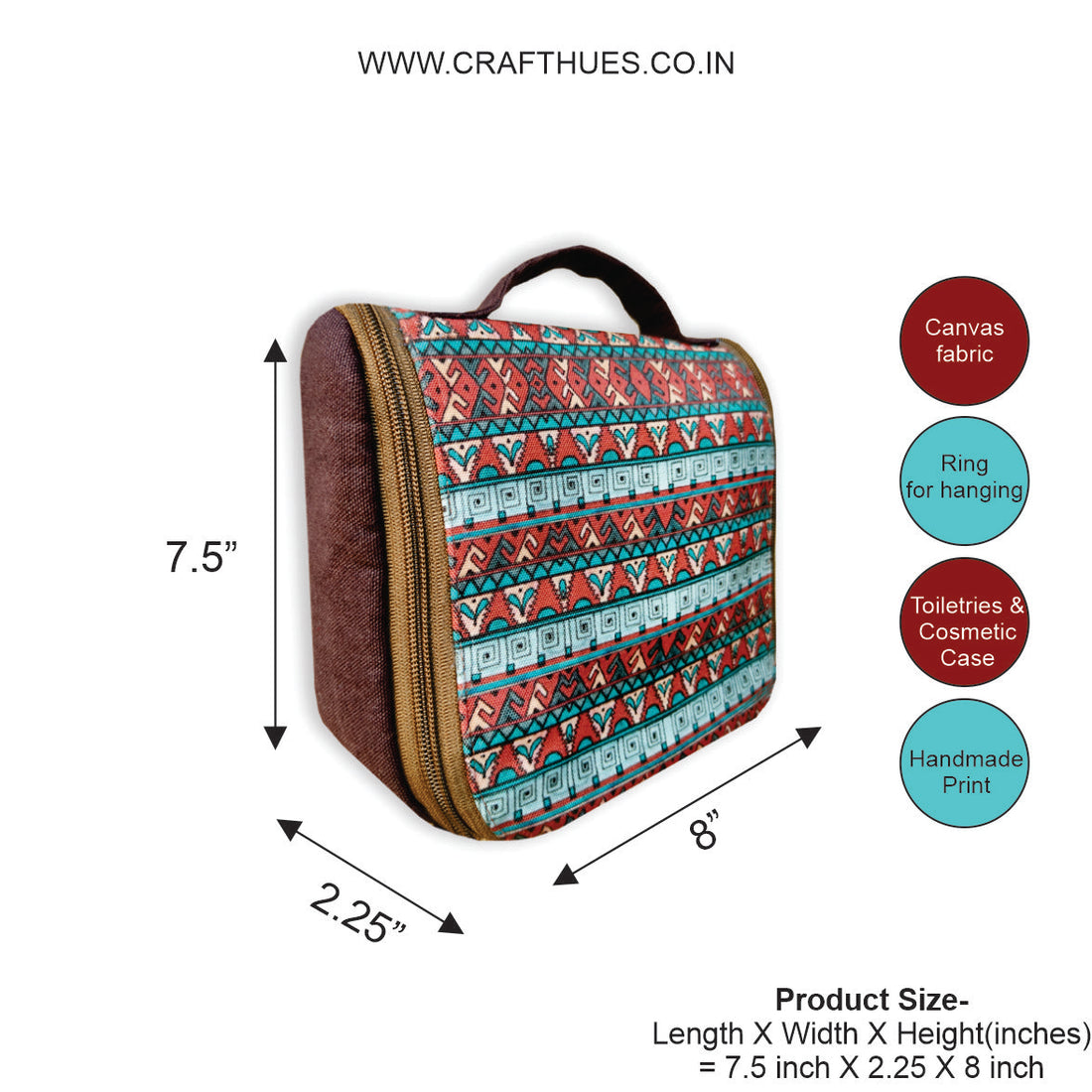 Toiletry Organizer - Teal Maroon Aztec