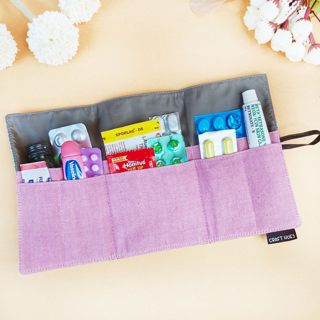 Medicine Organizer - Peach Purple Tile