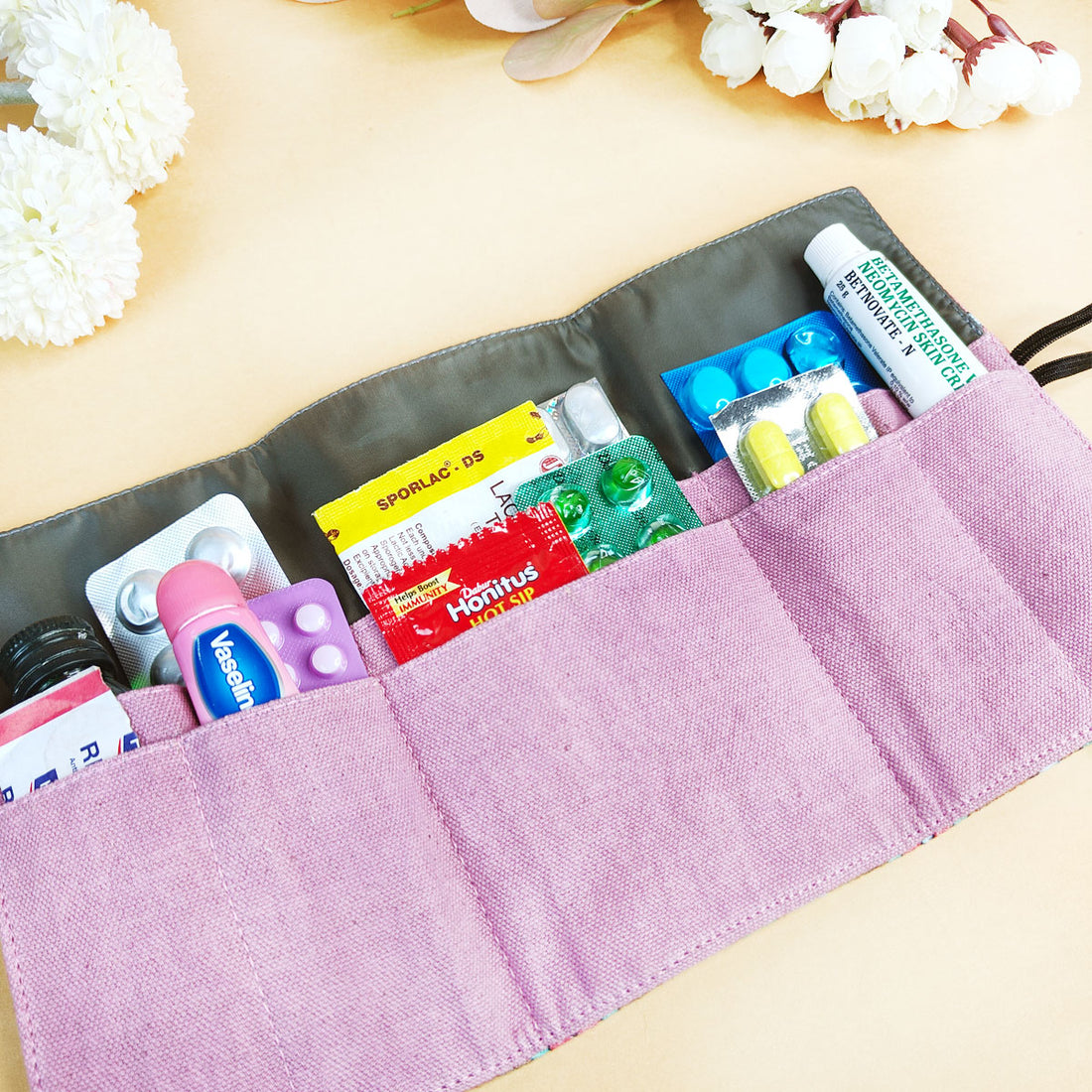 Medicine Organizer - Peach Purple Tile