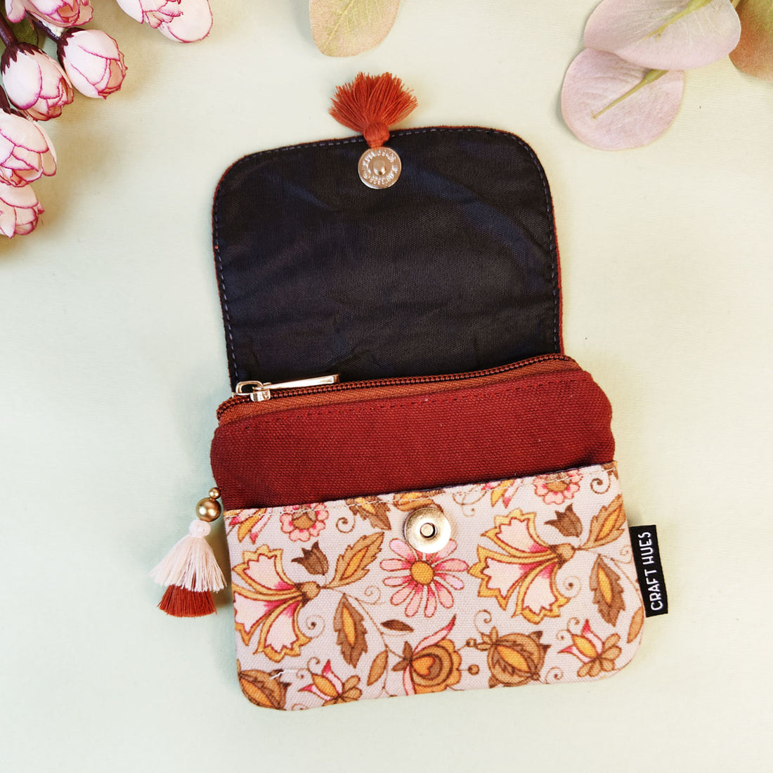 MINI FLAP WALLET- ORANGE PRADIZE-PURPLE SUZANI