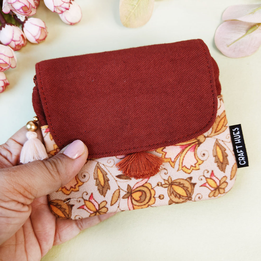 MINI FLAP WALLET- ORANGE PRADIZE-PURPLE SUZANI