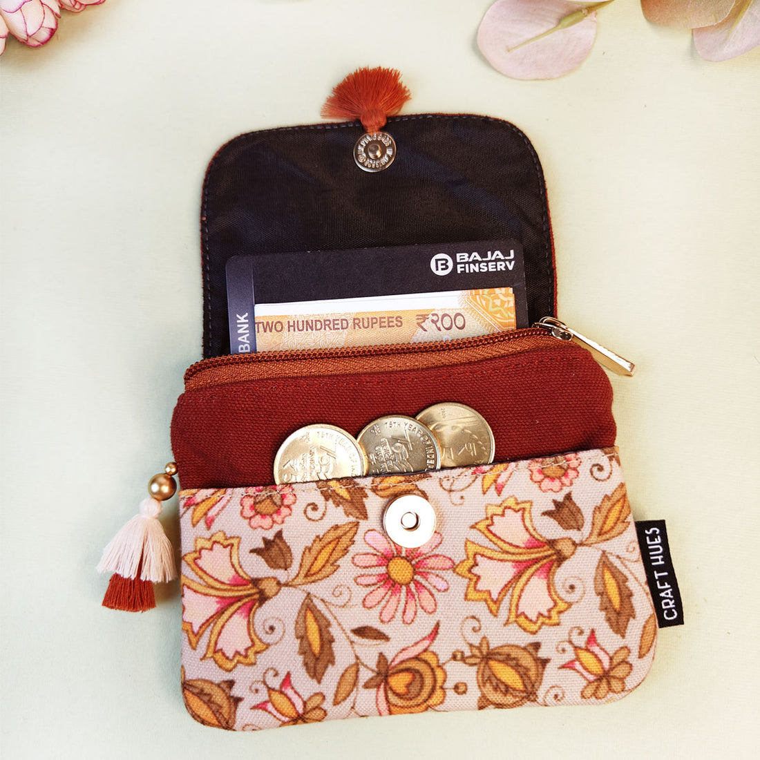 MINI FLAP WALLET- ORANGE PRADIZE-PURPLE SUZANI