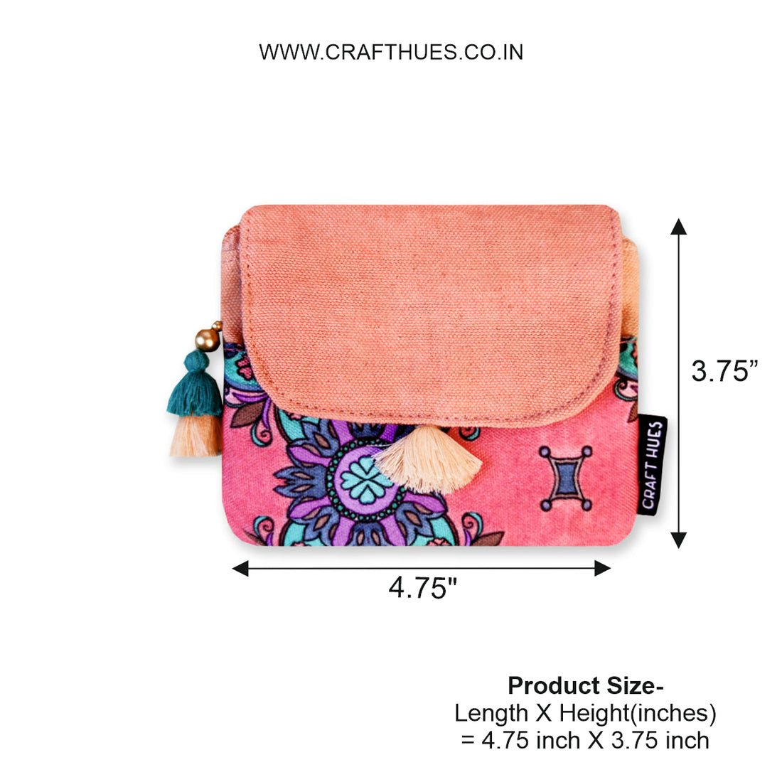MINI FLAP WALLET- PEACH-RED TEAL TILE-PEACH PURPLE TILE