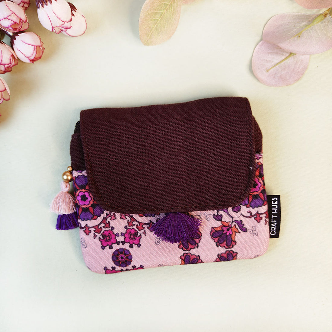 MINI FLAP WALLET- BLUE-GREEN TEAL TILE- PURPLE SUZANI