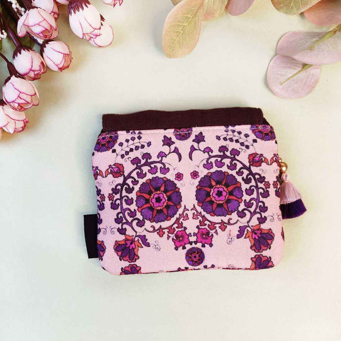 MINI FLAP WALLET- BLUE-GREEN TEAL TILE- PURPLE SUZANI
