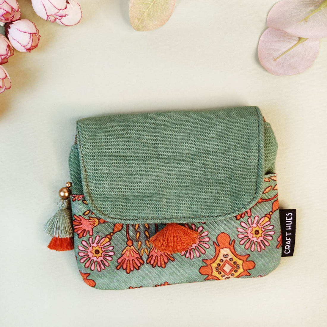 MINI FLAP WALLET- SEA-GREEN-PEACH PARADIZE