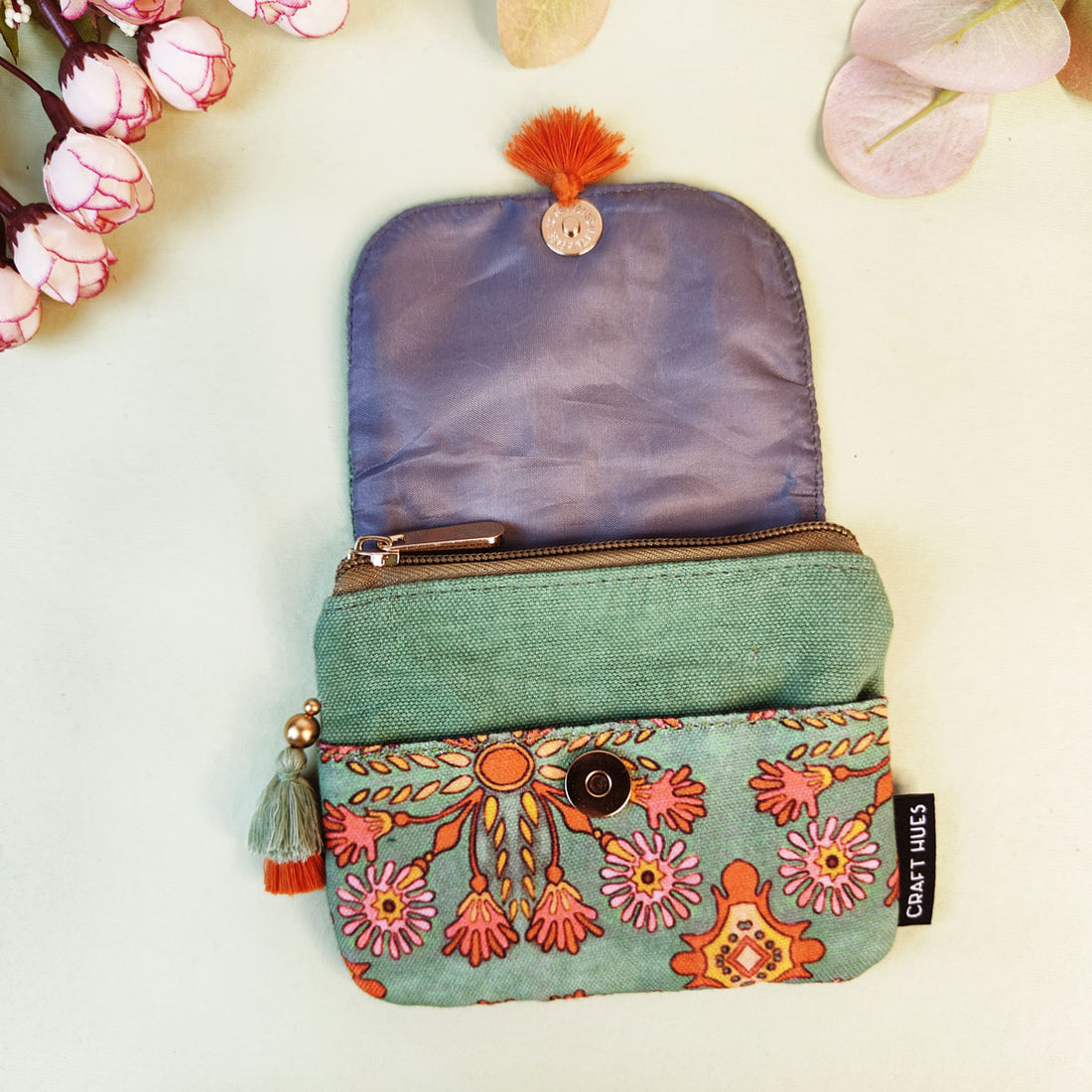 MINI FLAP WALLET- SEA-GREEN-PEACH PARADIZE