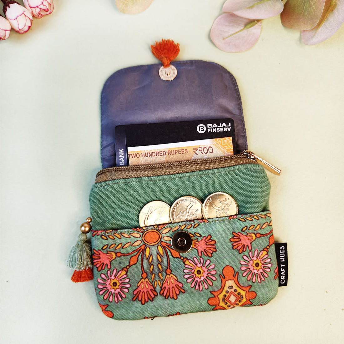 MINI FLAP WALLET- SEA-GREEN-PEACH PARADIZE
