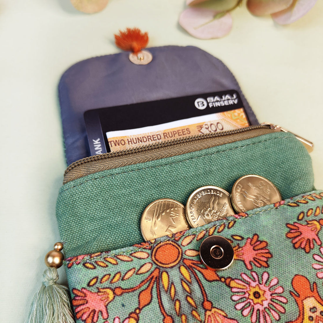 MINI FLAP WALLET- SEA-GREEN-PEACH PARADIZE
