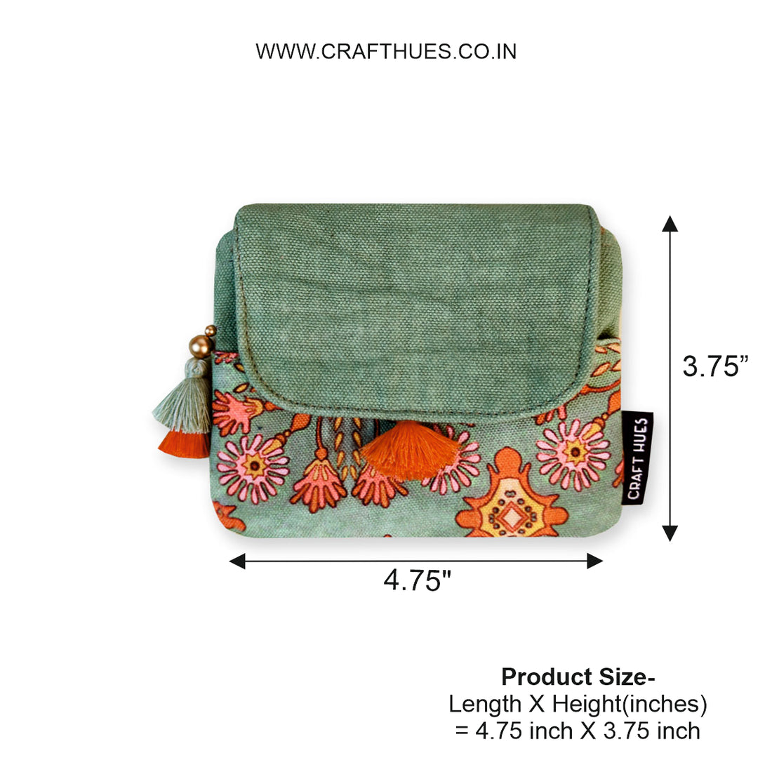 MINI FLAP WALLET- SEA-GREEN-PEACH PURPLE TILE
