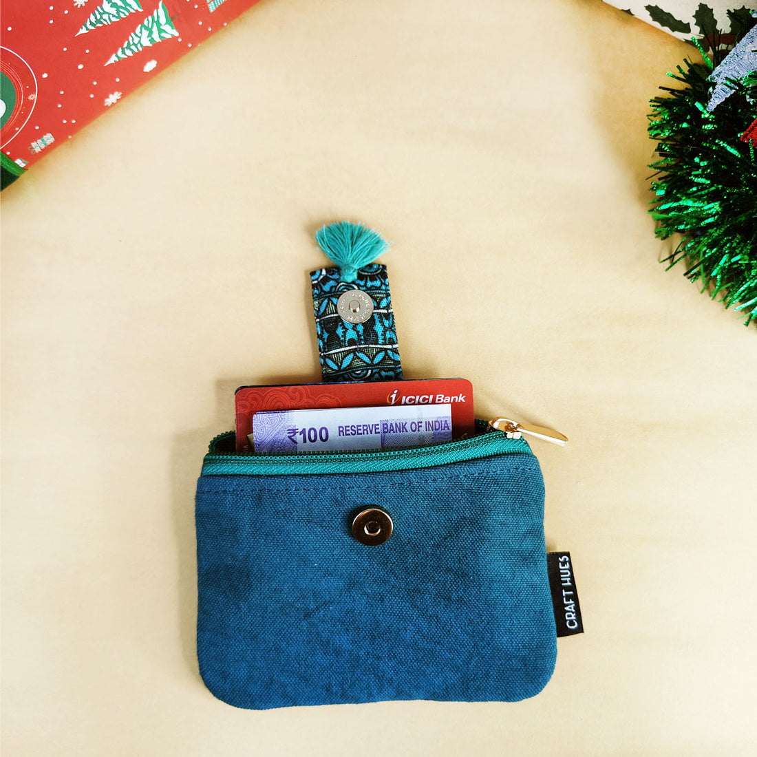 Plain Mini Wallet Combo-Rust-Teal