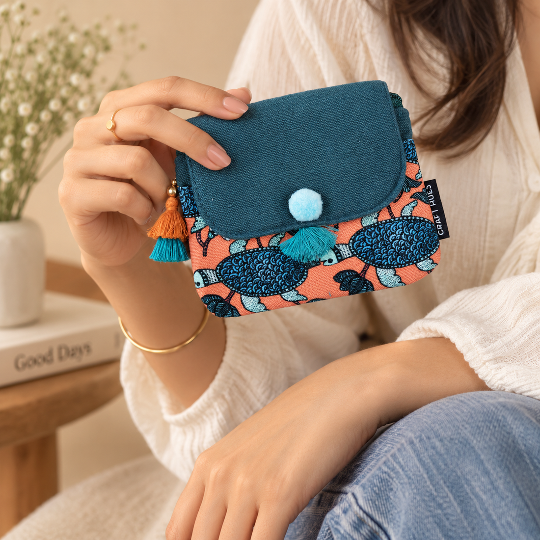 Mini wallet- Gond Teal-Green
