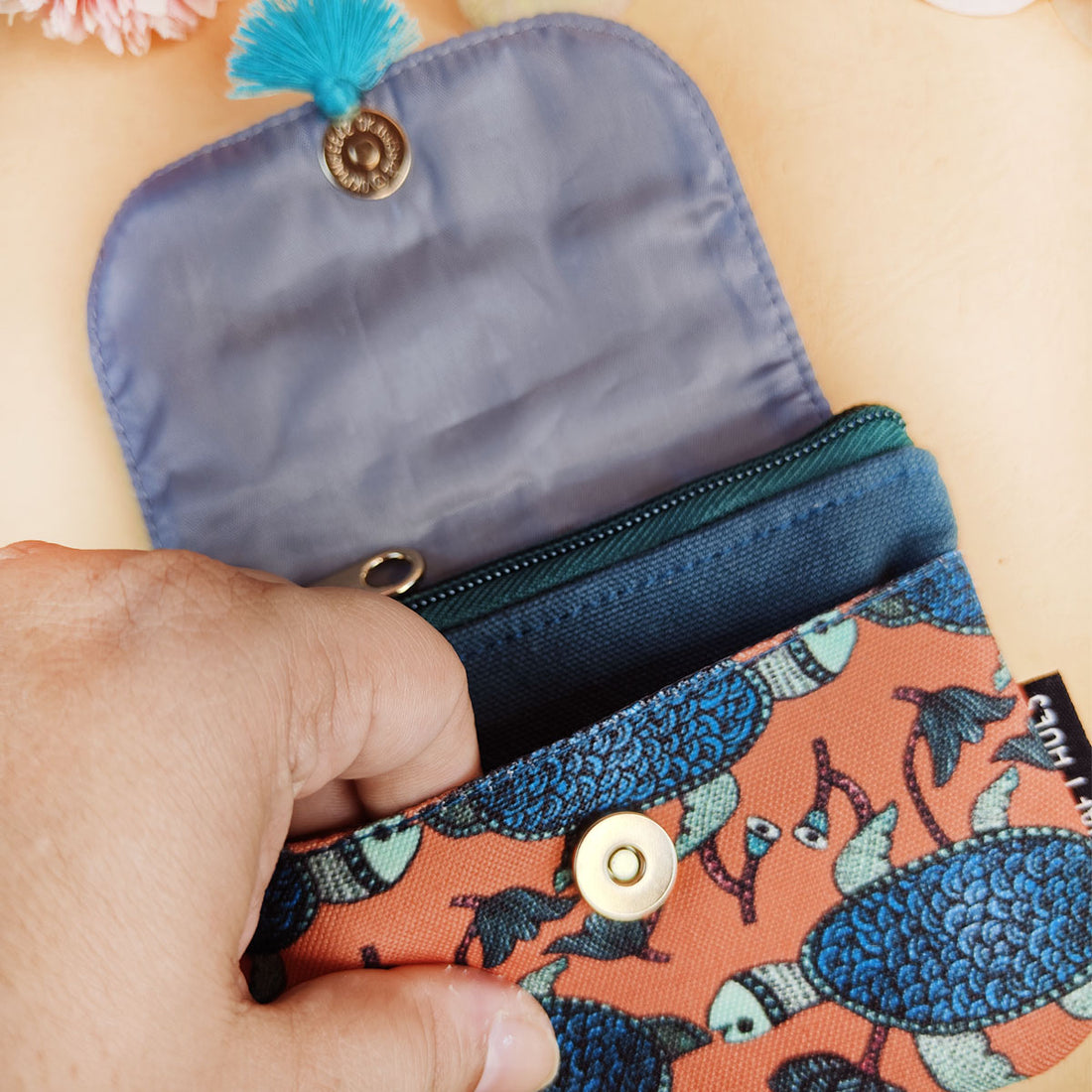 Mini wallet- Gond Teal-Green