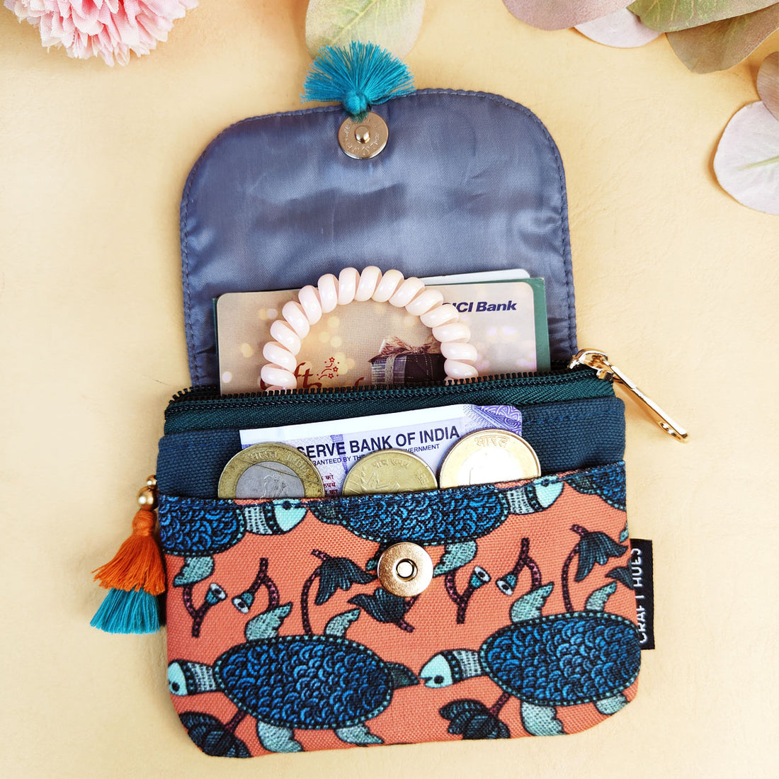 Mini wallet- Gond Teal-Green