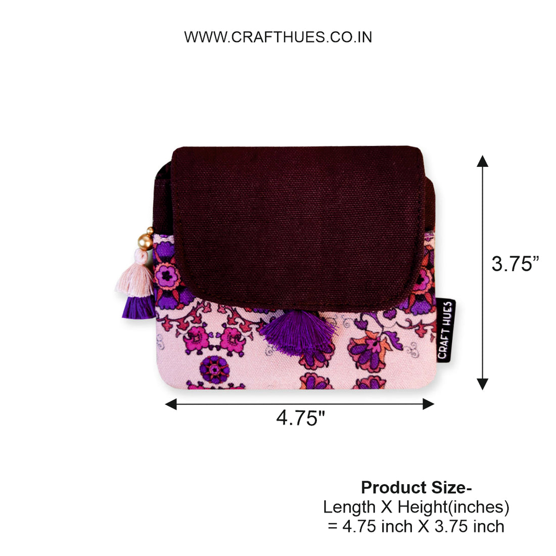 MINI FLAP WALLET- PEACH-PURPLE TILE-PURPLE SUZANI