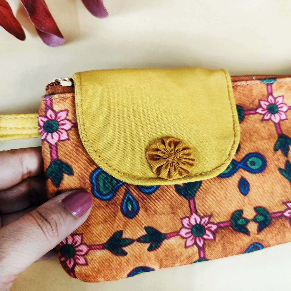 Side Flap Wallet- Mustard Mughal
