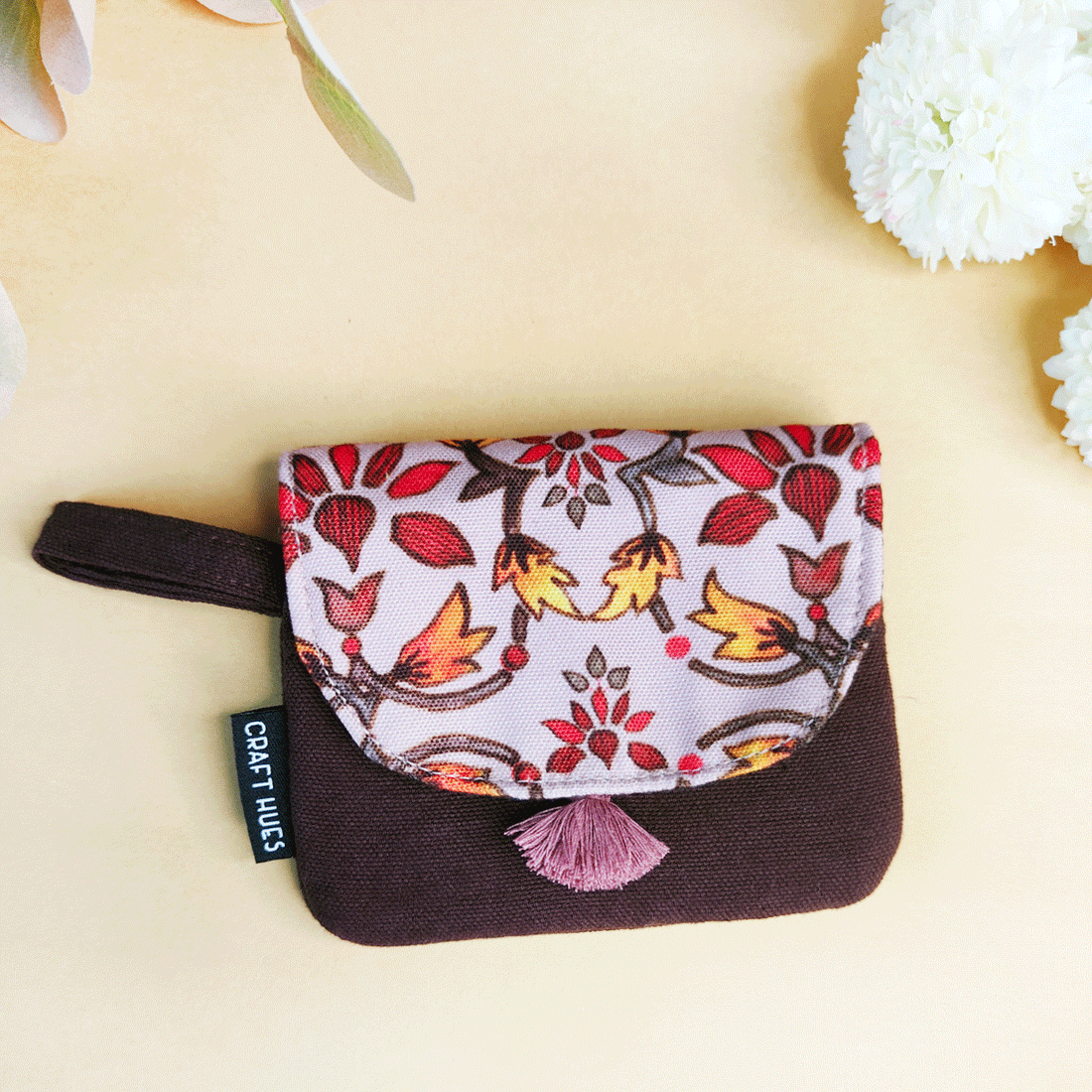 Curve Flap Big/Mini Wallet Combo-Maroon Mughal Floral